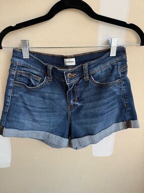 Sneak Peek Dark Blue Rolled Hem Denim Shorts